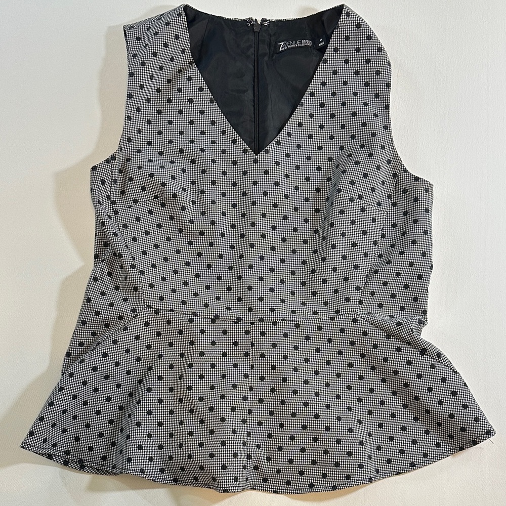 7th Avenue Design Studio Sleeveless Polka Dot Peplum Lined Vest Size M